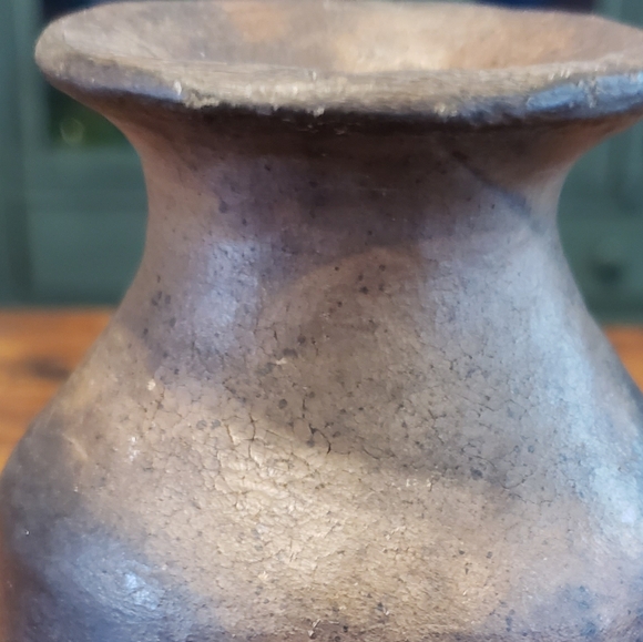 Primitive Handmade Black Clay Vase Unique Native American Pottery Raku Antique - Picture 5 of 12